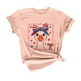 thumbnail image 3 of KALE 4th of July Short Sleeve Shirts for Women American Flag Patriotic 2D Independence Day Print Casual Sports T Shirt Y2K Clothes Pink XL, 3 of 7