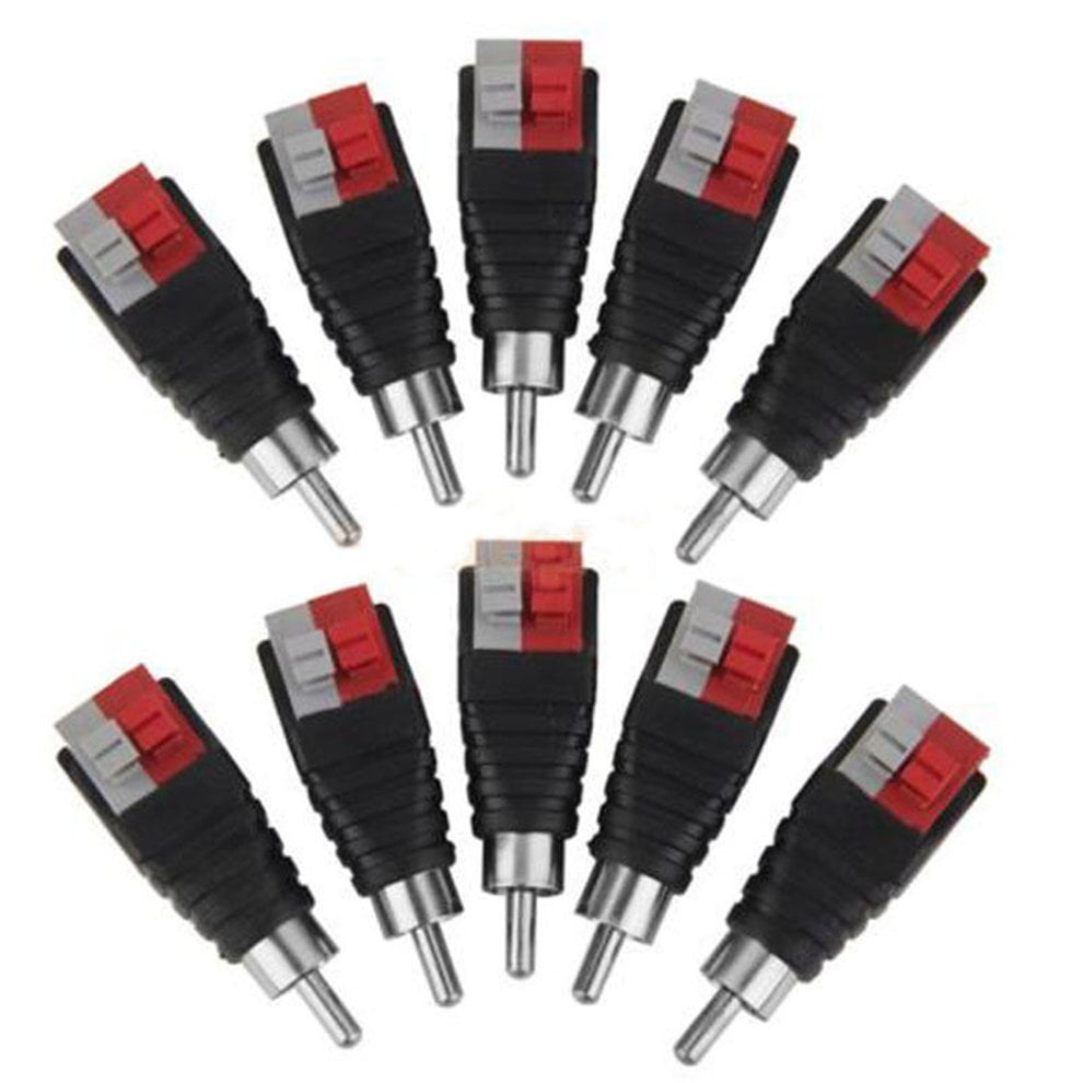 10PCS Speaker Wire Cable To Audio Male RCA Connector Adapter Jack Plug Pip IN 