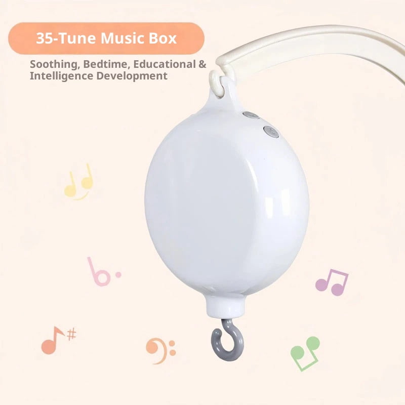 Baby Crib Mobile Motor, Rechargeable - Operated Music Box with Connectivity, Spinner Crib Mobile（white）