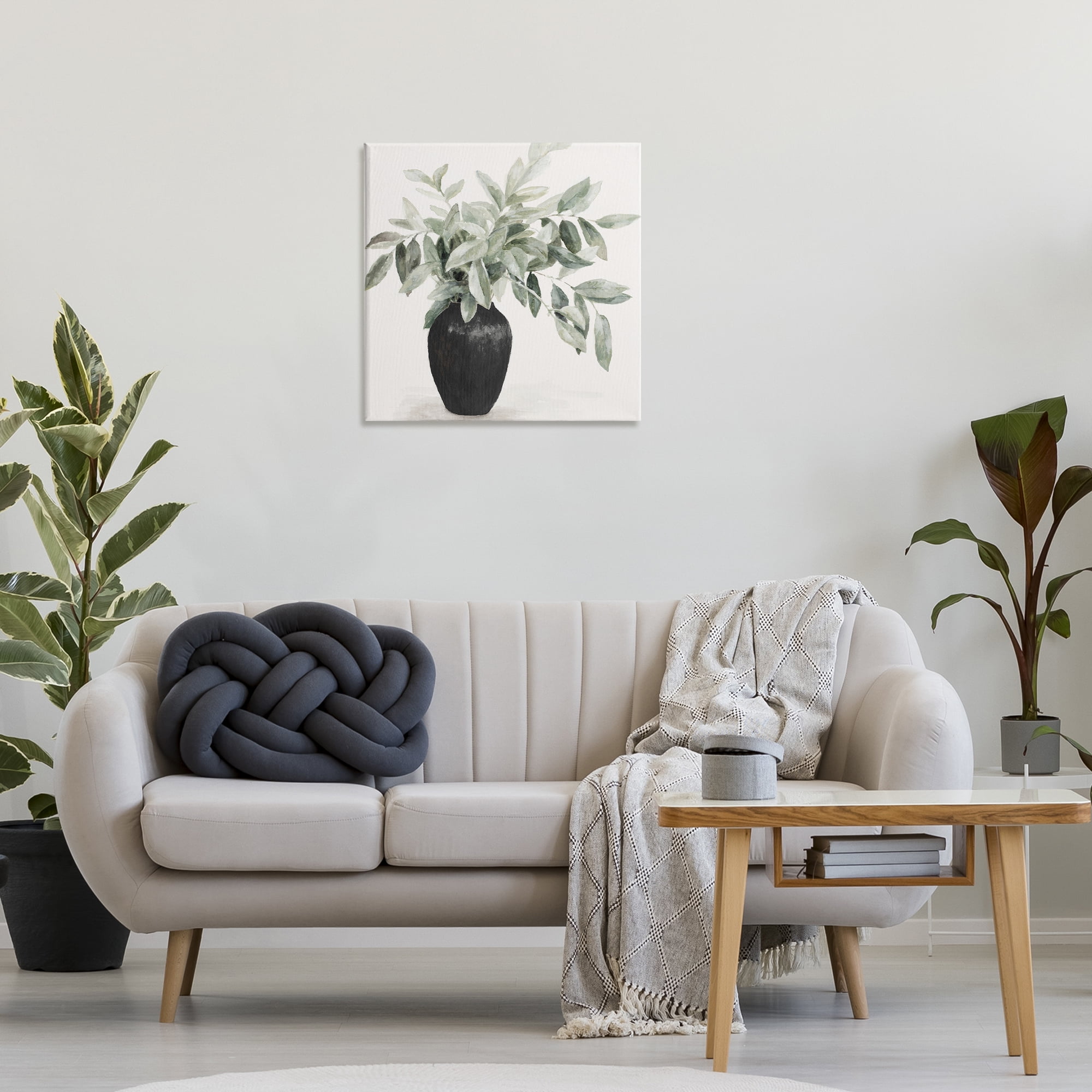 Stupell Industries Plant in Black Vase Botanical & Floral Painting Gallery Wrapped Canvas Art Print Wall Art, 24 x 24