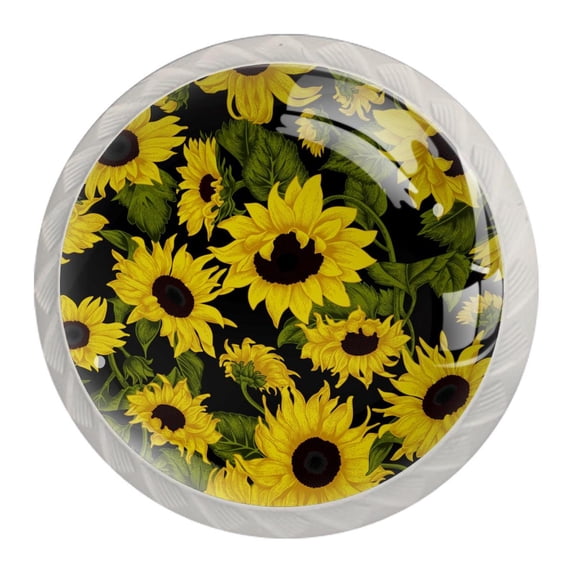 4 Pcs Sunflower Knobs for Kitchen Cabinet Cupboard Dresser Bookcase Drawer Pulls Handles Round Home Decor