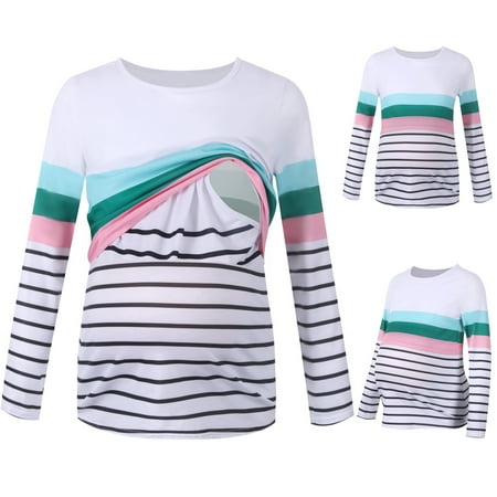 

Ovzne Maternity Clothing Winter Maternity Clothing Bundle Summer Pregnant Women Tops Breastfeeding Long Sleeve Striped Maternity Clothes Maternity Clothing Winter