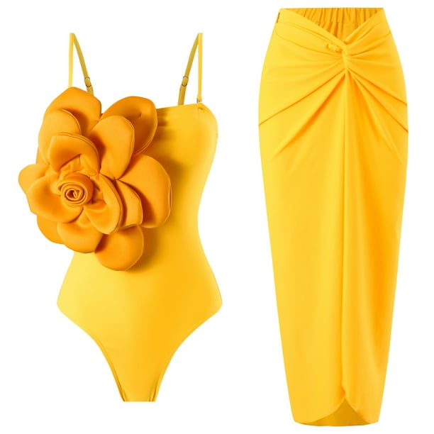 Trajes de baño tankini para mujer Traje de baño estampado diario para mujer Traje de baño conservador de cuerpo unido Conjunto de dos piezas con falda de playa estampada