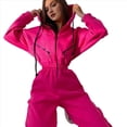thumbnail image 2 of Conjunto de Mono de para Mujer, Sudadera con Capucha y Cintura Alta Rosa Roja M, 2 of 7
