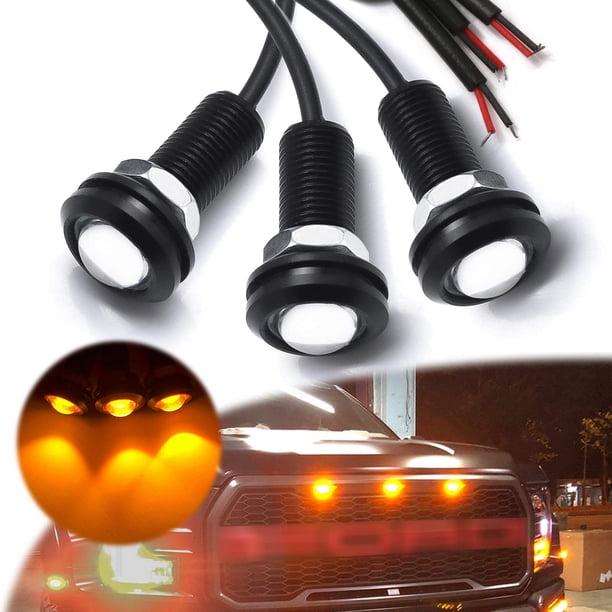 Xotic Tech 3 luces LED de marcador de parrilla delantera con conjunto de lente de proyector compatible con coches, camionetas, SUV, remolques, 3000 K, ámbar
