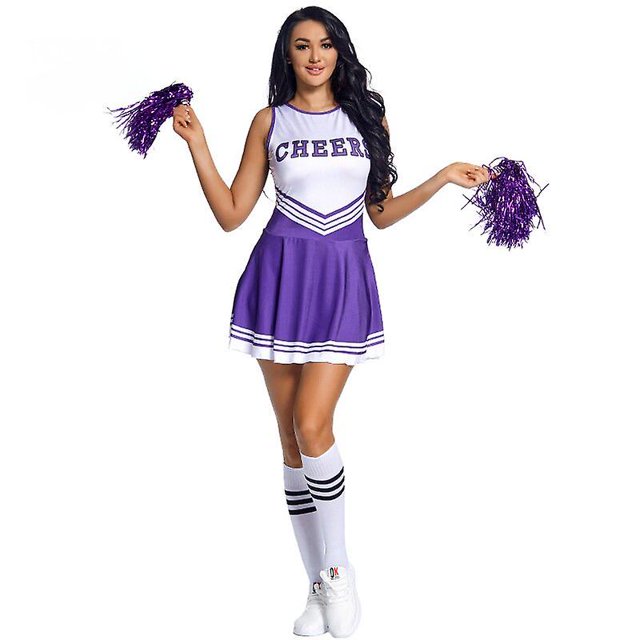 Women's School Girls Musical Party Halloween Cheerleader Costume Fancy Dress zhangyuxiang LED
