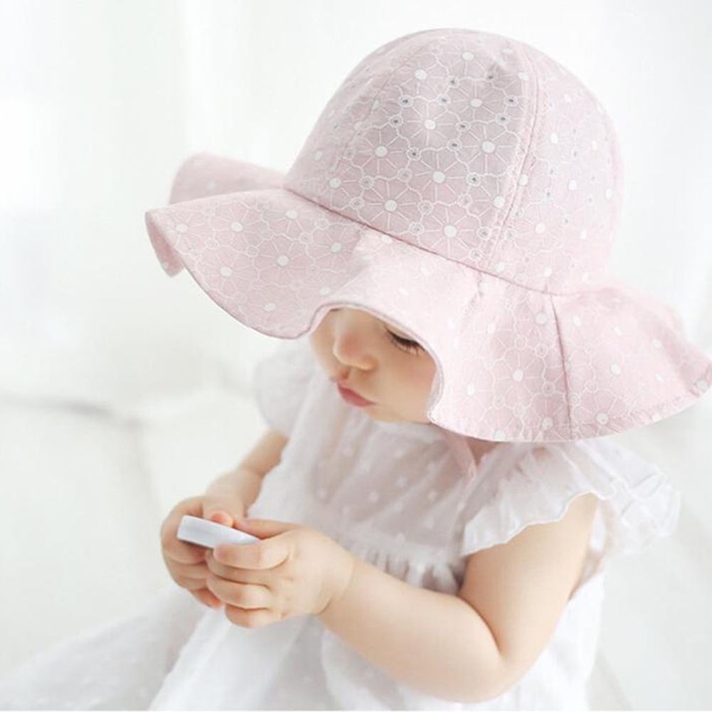 Lovely Toddler Infant Baby Girl Summer Wide Brim Sun Protection Beach Cotton Hat - image 5 of 7