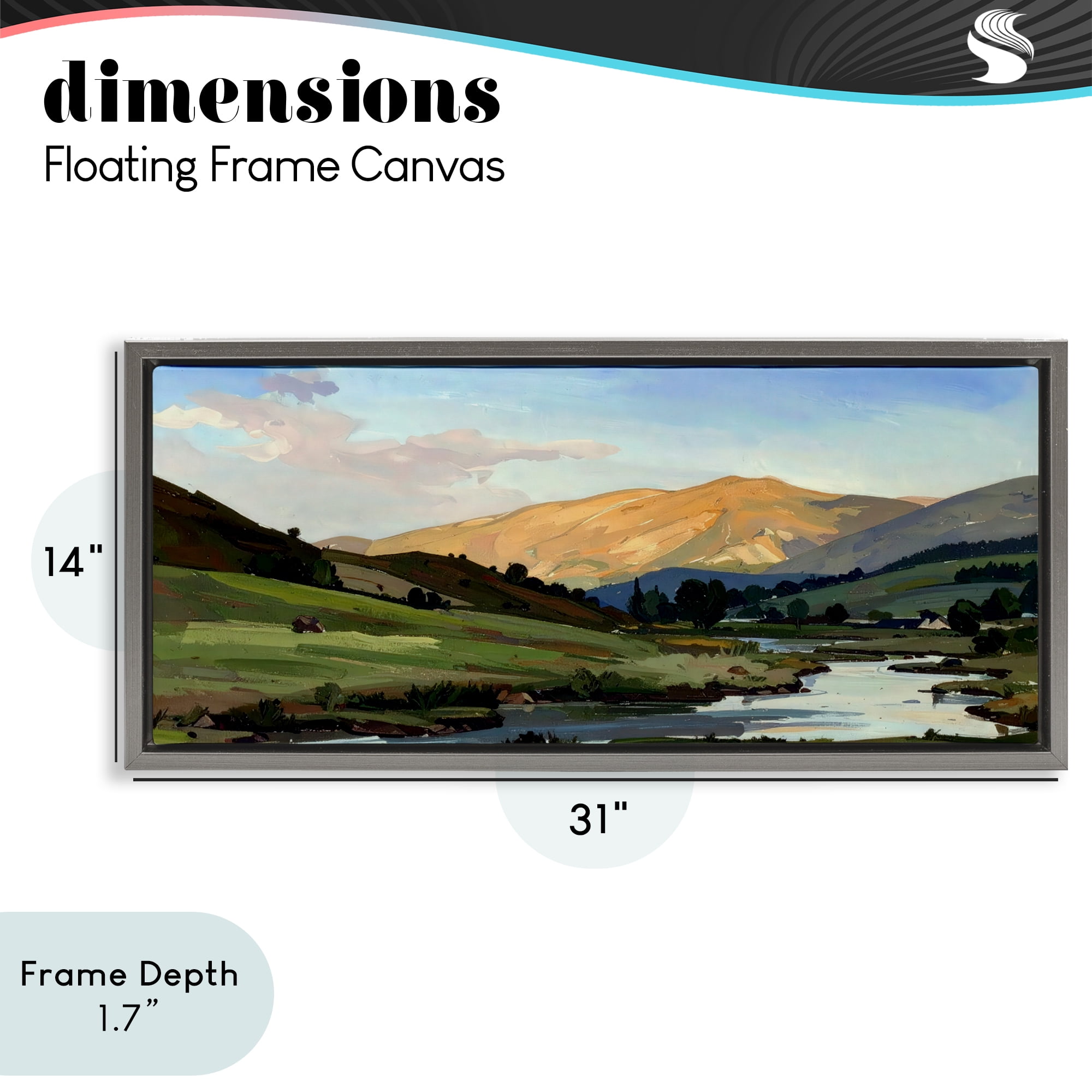Stupell Industries Across The Valley Landscape Gray Framed Floater Canvas Wall Art, design by Alonza Saunders
