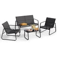 thumbnail image 4 of Lofka 4 PCS Patio Chairs Set, Outdoor Furniture Set with Loveseat and Cool Textile Fabric, Black, 4 of 13