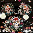 thumbnail image 6 of Ayieyill 170Pcs Day of the Dead Party Decorations Kit, Dia de los Party Supplies Set for 24 Guests, Includes Plates and Cups and Napkins Straws Sets, 6 of 8