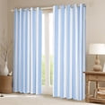 thumbnail image 2 of Manfei Geometric Stripe Kitchen Curtains,Contemporary Minimalist Black Out Curtains Pack of 2 (42x63 Each), Light Blue White, 2 of 6