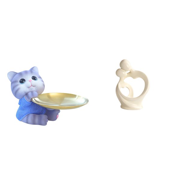 Bandeja para llaves con forma de gato, oso, estatua de resina, escultura abstracta, bandeja para llaves, diseño artístico para organizar llaves, ideal