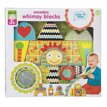 ALEX Toys Wooden Whimsy Blocks, Set of 15 in Fun Shapes