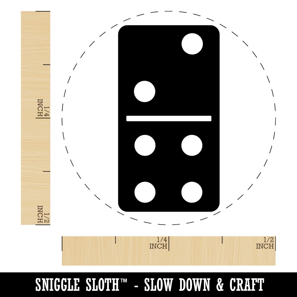 Dominoes Game Tile Self-Inking Rubber Stamp Ink Stamper - Brown Ink - Mini 1/2 Inch