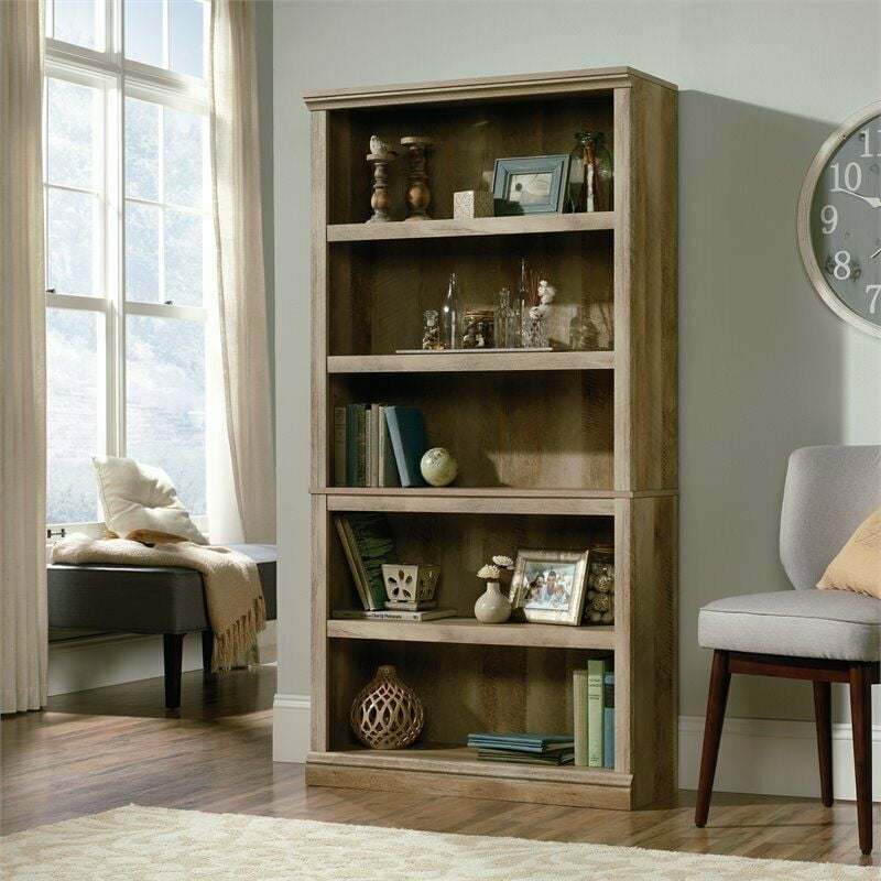 5 Shelf Bookcase In Lintel Oak, Sauder Select Collection 5 Shelf Bookcase Estate Black Friday