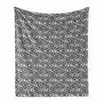 thumbnail image 1 of Floral Soft Flannel Fleece Throw Blanket, Monochrome Composition of Water Lilies Design Sketch Style Arrangement, Cozy Plush for Indoor and Outdoor Use, 60" x 80", Black and White, by Ambesonne, 1 of 6