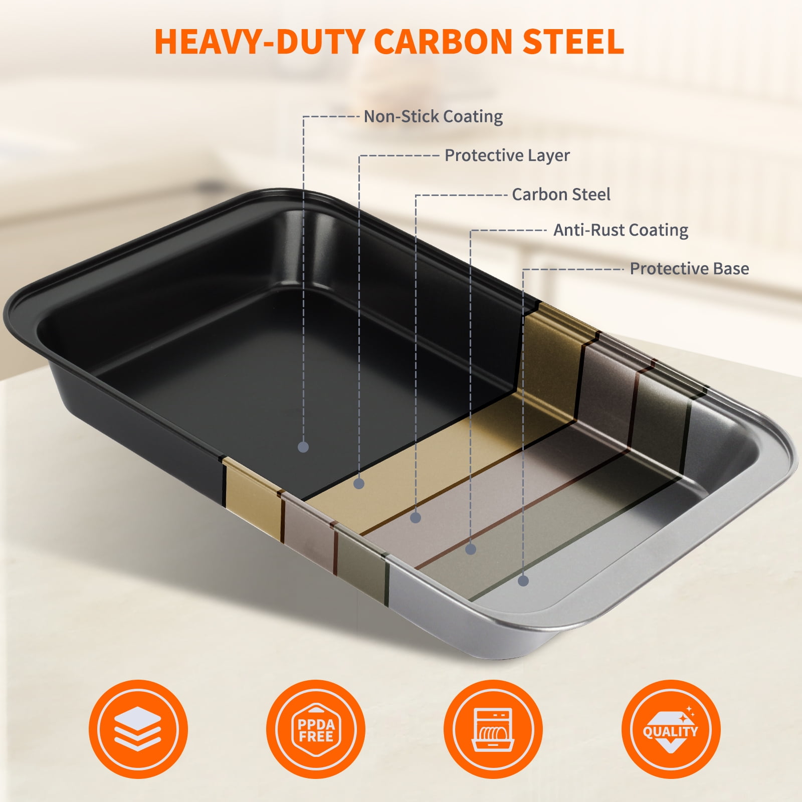 PHANCIR Bakeware Set, 24 Pcs Carbon Steel Non-Stick Baking Pan Set, Baking Sheet for Kitchen, Muffin Pan & Cookie Sheet & Cake Pan, Stackable Design for Storage, Easy to Clean, Black