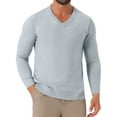 thumbnail image 1 of SUÉTER DE PULLOVER DE PUNTO DE COLOR SÓLIDO DE MANGA LARGA CON CUELLO EN V PARA HOMBRE S GRIS CLARO, 1 of 6