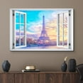 thumbnail image 2 of wall26 Canvas Print Wall Art Window View Pastel Sunset Eiffel Tower Paris France Wilderness Nature Photography Realism Scenic Landscape Colorful Multicolor for Living Room, Bedroom, Office - 24", 2 of 5