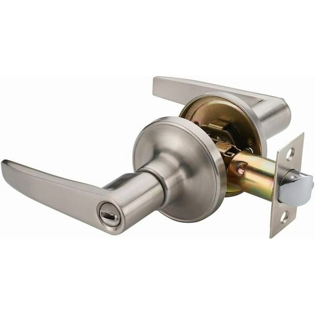 of Lever Keyed Entry Door Lever Handle Lock Universal Door Knob Hardware Nickel Brushed Color (MRCA)