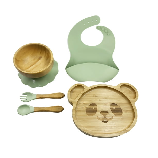 Set De Alimentación Para Bebé Diseño De Panda En Bambú