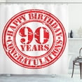 thumbnail image 1 of Ambesonne 90th Birthday Shower Curtain, Grunge Stamp 90 Art, 69"Wx84"L, White Red, 1 of 3