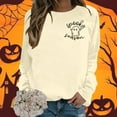 thumbnail image 4 of Cute Ghost Halloween Sweatshirts for Women 2025 Long Sleeve Crewneck Spooky Season Graphic Sweatshirt Pullover Tops, 4 of 5