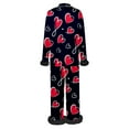 thumbnail image 5 of Pajama Sets for Women Button Heart Print Long Sleeve Top And Pant Pj Set Soft Loungewear Two Piece Holiday Sleepwear Sets Black L, 5 of 5