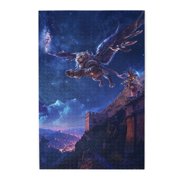Rateoe Starry Sky Wall Flying Tiger Pattern Wooden Picture Puzzle ,1000 Piece Jigsaw Puzzle ,Family Fun Puzzle, Home Décor Puzzle, Gift Puzzle(Vertical style)