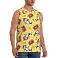 thumbnail image 2 of Bixox Men's Pineapples Sharks In Hawaiian Printed Shirt Sleeveless Fitness Tank Top-Medium, 2 of 5