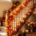 thumbnail image 3 of Artificial Fall Maple Leaf Garland, 68.9 Inch Flexible Autumn Vine with Pumpkin & Berries, Seasonal Mantel & Table Decor by XSAOP, 3 of 6