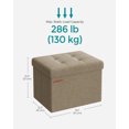 thumbnail image 4 of SONGMICS Storage Ottoman Storage Bench Footstool Folding Cube Footrest 286 lb Capacity for Entryway Living Room Bedroom Home Office Light Taupe, 4 of 5