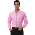 thumbnail image 1 of Lars Amadeus Camisa de vestir para hombre, clÃ¡sica, ajustada, de manga larga, con botones, para negocios Rosa L Unique Bargains Camisa, 1 of 6