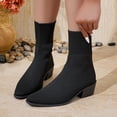 thumbnail image 5 of Wovix Ankle Boots for Women Dressy Comfy Knit Sock Booties Pointed Toe Heel on Elastic Spring Fall Booties Daily Black 36, 5 of 7