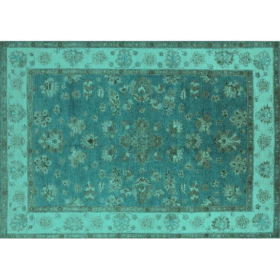 Ahgly Company Indoor Rectangle Oriental Turquoise Blue Traditional Area Rugs, 6' x 9'