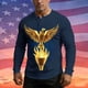 thumbnail image 1 of Ceisia Men's Patriotic Golden Eagle Print Long Sleeve Henley Top Casual Commemorative Shirt for All Seasons Multicolor XXL Gifts, 1 of 8