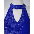 thumbnail image 5 of Yeahdor Womens V Neck Backless Rhinestone Dance Dress Figure Skating Skirted Leotard Gymnastics Ballerina Costume Royal_Blue M, 5 of 7