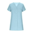 thumbnail image 3 of Cethrio Summer Dresses for Girls 2025, Short Sleeve V Neck Casual Midi Dresses Shirts Dresses Light Blue Size 12, 3 of 4