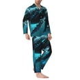thumbnail image 2 of Yiaed Vintage Blue Pattern Whale Print Men’s Pajamas Set - Long Sleeve Button Down Sleep Shirt and Pajama Bottoms Sleepwear Set Mens Pjs Sets Men's Pajama Bottoms-XX-Large, 2 of 7