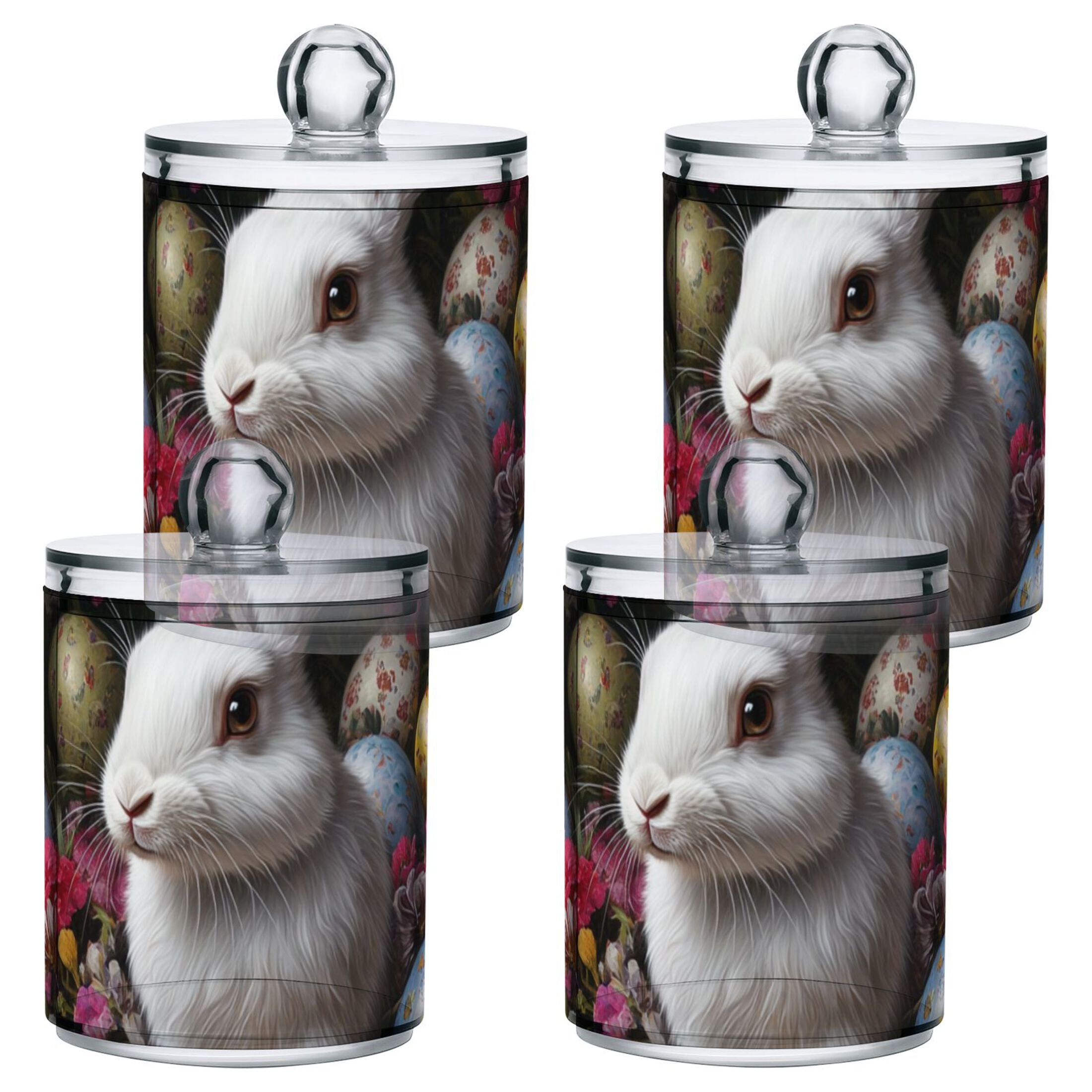 Ckdifva Rabbit Easter Eggs Storage Jar with Lid Acrylic Organization Storage Containers Set of 4