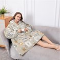 thumbnail image 5 of Oversized Wearable Blanket Hoodie,Cute Shih Tzu Dog and Coffee Pattern Sherpa Blanket Hoodie with Super Pockets,Super Warm Fuzzy Pullover for Women & Men, 5 of 6