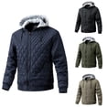 thumbnail image 4 of Mens Baseball Jacket Hooded Coat Cotton Coat Detachable Hat Keep Warm Top Winter, 4 of 8