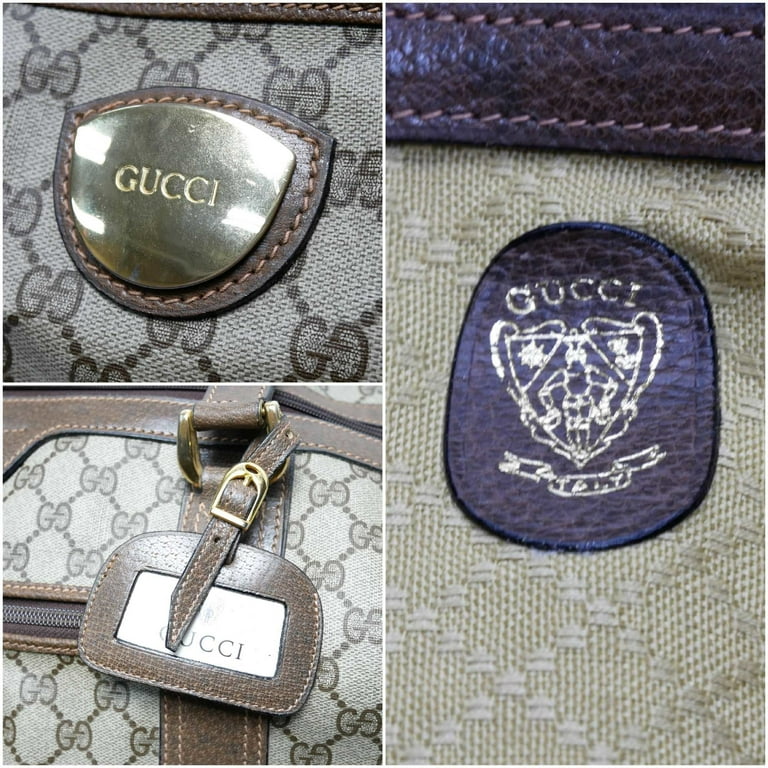 Authenticated Used GUCCI Old Gucci Vintage Travel Bag Boston Unisex 1970's  70'S GG Pattern / Pigskin Gold Hardware Brown Beige 