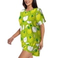 thumbnail image 2 of Kdxio Green Apple Print Pajamas Sets for Women Short-Sleeved Pjs with Lounge Shorts Two Piece Sleepwear S-4XL, 2 of 8