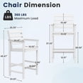 thumbnail image 2 of FUNDAZE Outdoor Bar Height Chair Set of 2, HDPE Weather Resistant Patio Stools with Wide Seat, Ergonomic Back, Armrest & Footrest, Tall Bar Chair for Garden, Poolside, Balcony, White, 2 of 6