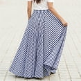 thumbnail image 5 of Skirt Women's Plaid Print Skirt with Large Hem and High Waist Pocket Skirt Plaid Ankle Length Blue XXXXXL, 5 of 6