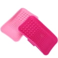 thumbnail image 4 of Alfombrilla de limpieza para brochas de maquillaje Jadeshay 2 piezas de silicona rosa melocotón y rojo rosa, 4 of 14