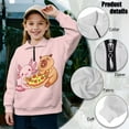 thumbnail image 6 of Uourmeti Pizza Capybara Axolotl Print Kids Half Zipper Sweatshirts Fall Winter Pullover Long Sleeve Lightweight Comfy Casual Loose Top for School Boys Girls Size 9-10, 6 of 7
