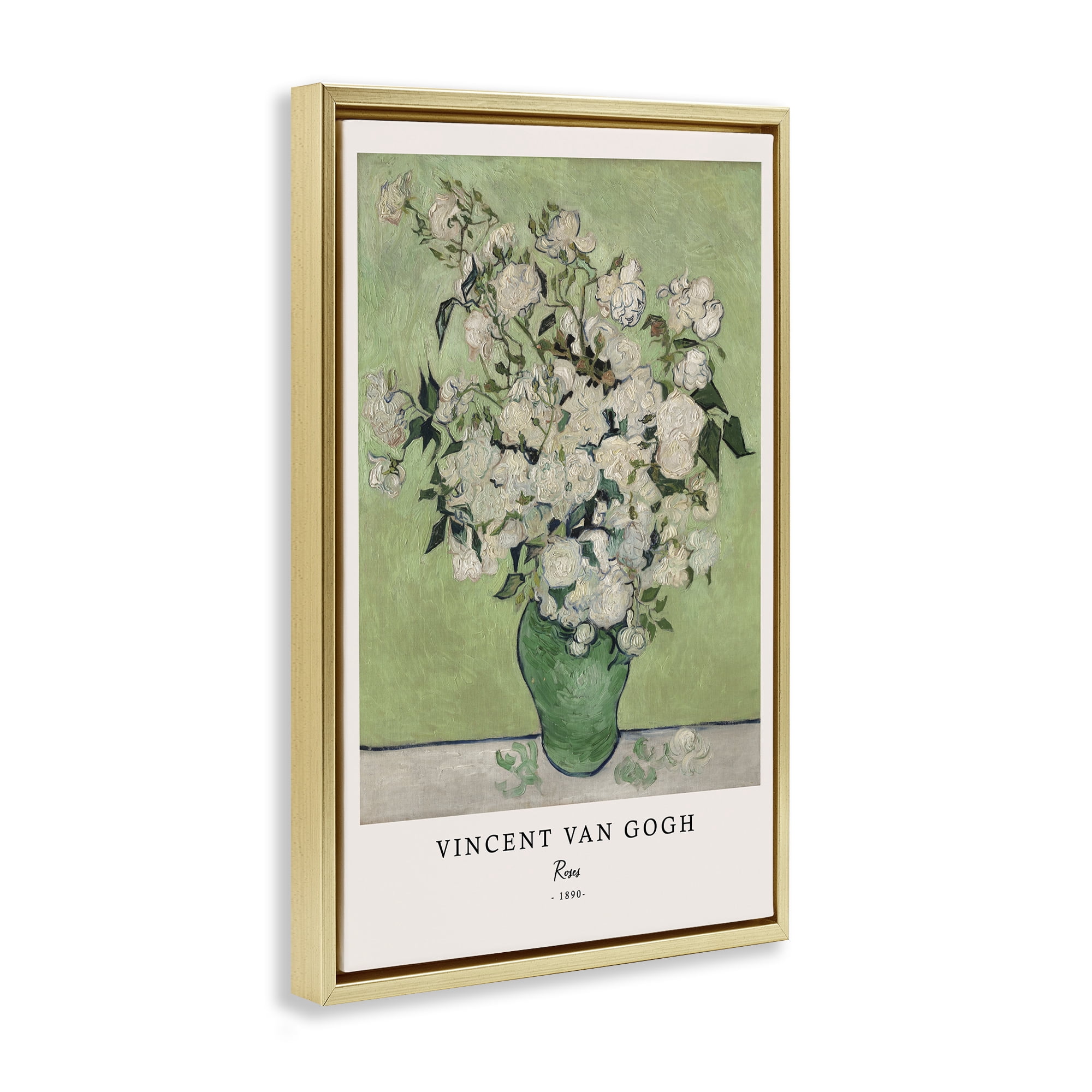 Stupell Industries Classic Roses Van Gogh Gold Framed Floater Canvas Wall Art, design by Vintage Hustle