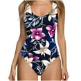 thumbnail image 2 of Nuoqisi One Piece Swimsuit Tummy Control Bathing Suit for Women Print Slimming Swim Suit Modest Push Up Swimwear, 2 of 4